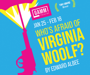 poster of the Play Who's Afraid of Virginia Wolf? at the Gamm theatre Warwick RI