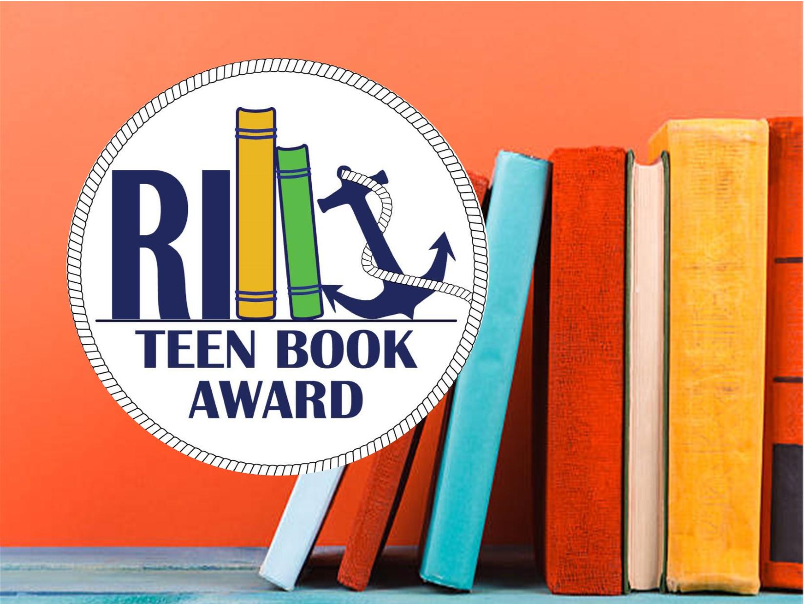 Rhode Island Teen Book Award logo with a shelf of books